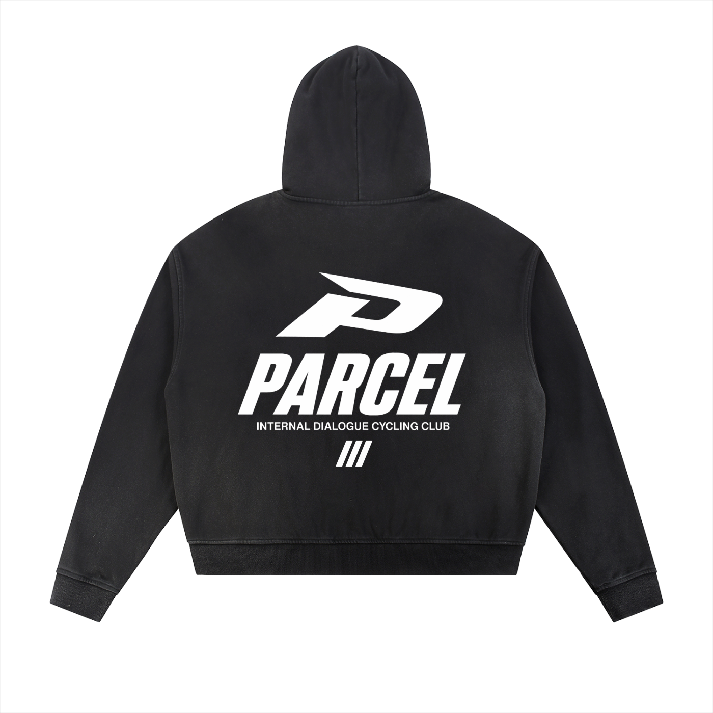Sun Fade Frayed Raw Edge Fleece Zip Hoodie