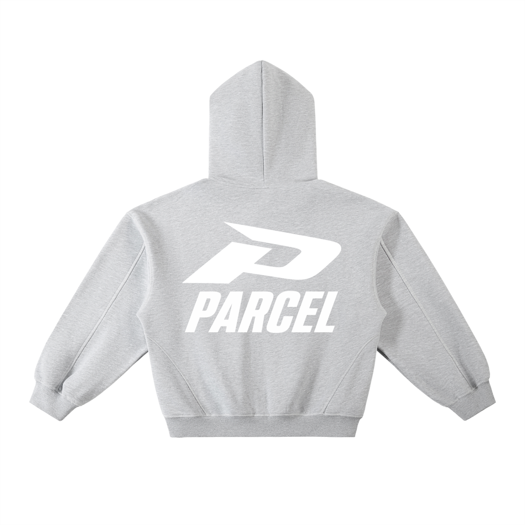 Contrast-Stitched Boxy Fleece Hoodie