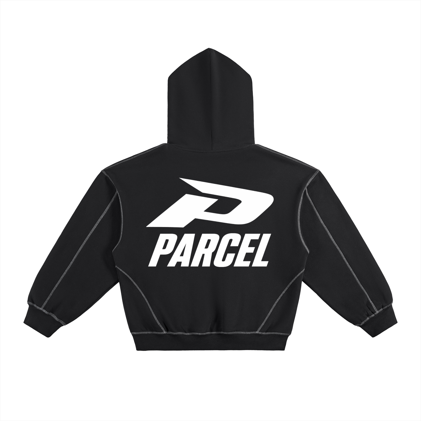 Contrast-Stitched Boxy Fleece Hoodie