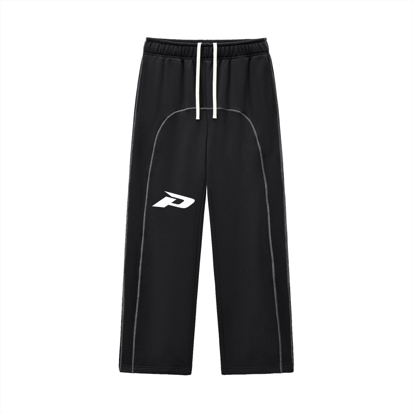 The Sunset Set - Contrast-Stitched Fleece Sweatpants (Black)