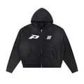 The Faded Set - Sun Fade Frayed Raw Edge Fleece Zip Hoodie