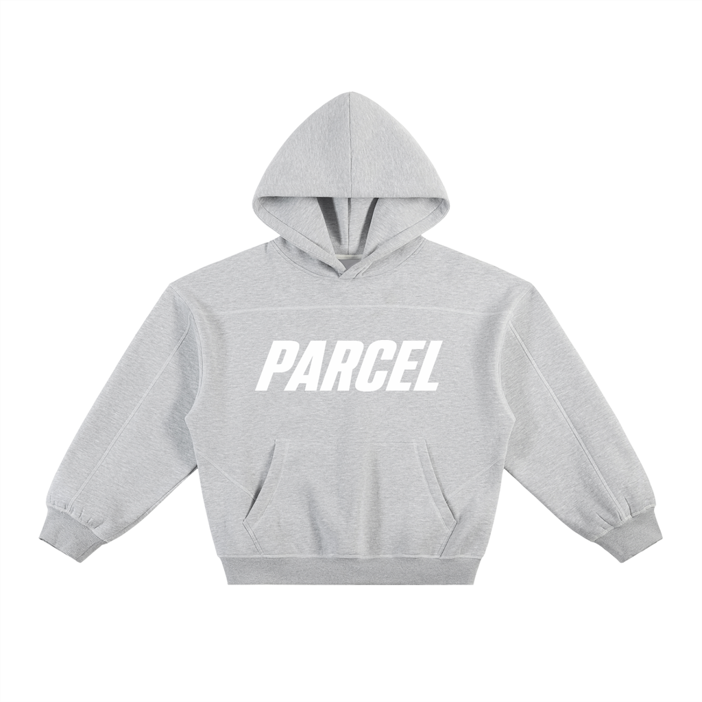 Contrast-Stitched Boxy Fleece Hoodie