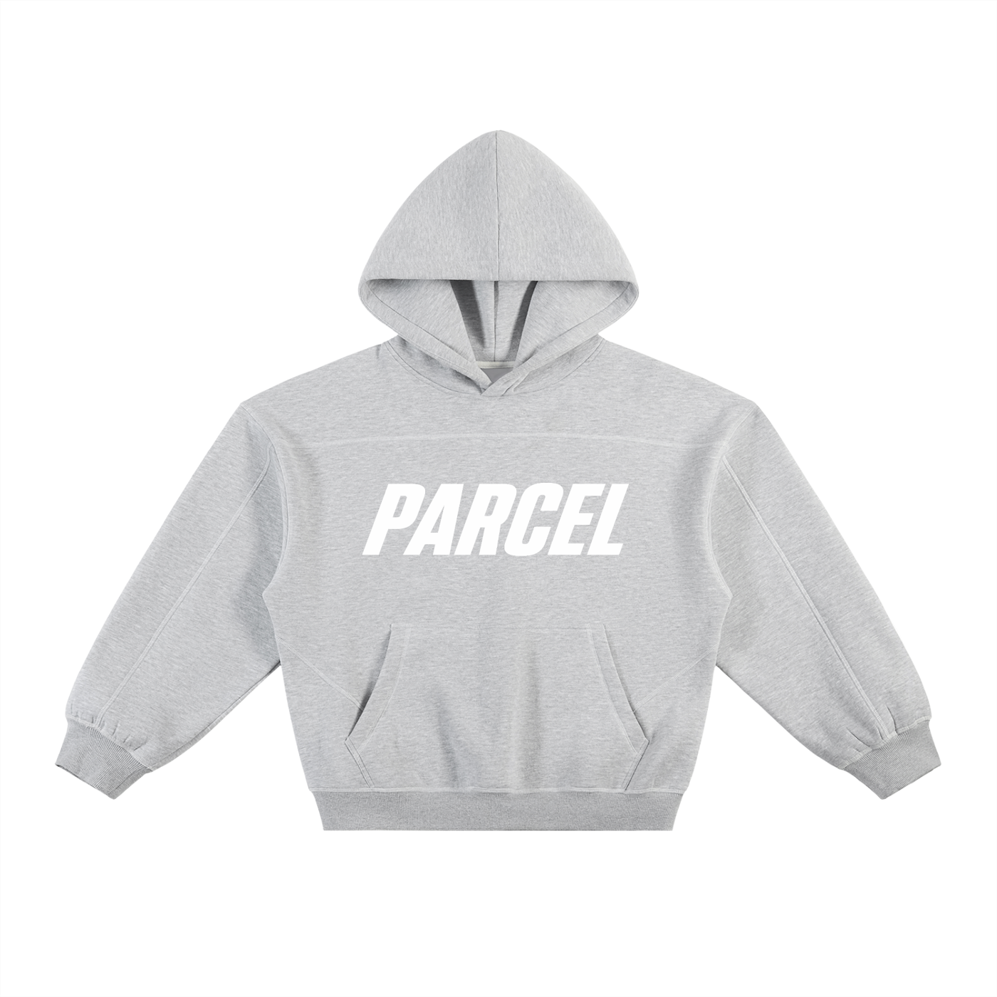 Contrast-Stitched Boxy Fleece Hoodie