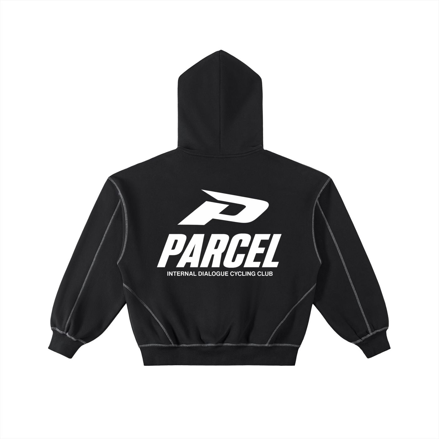 Contrast-Stitched Boxy Fleece Zip Hoodie