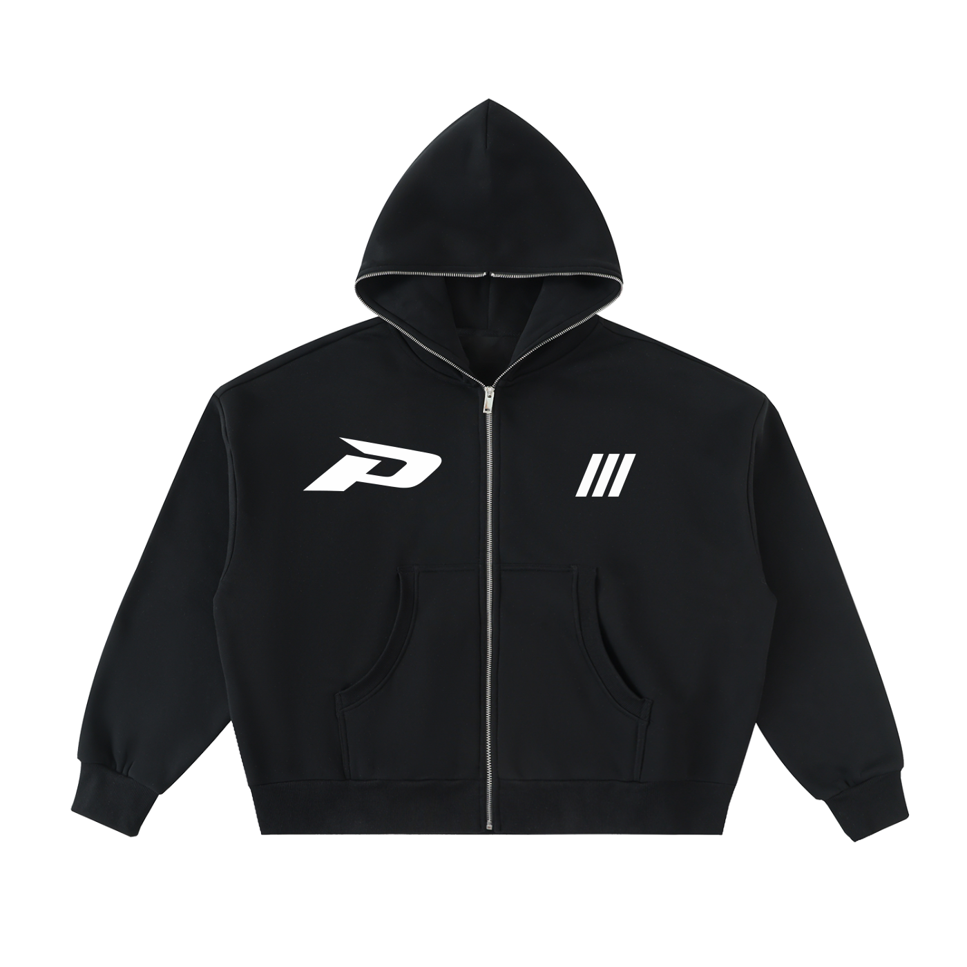 Fleeced Full-Zip Boxy Hoodie
