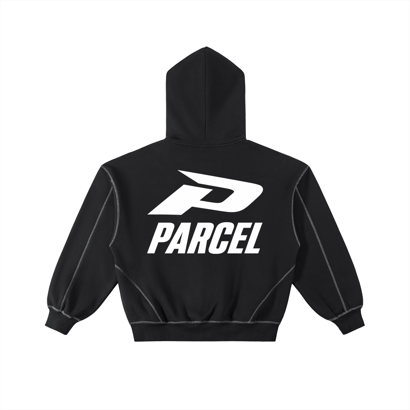 Contrast-Stitched Boxy Fleece Zip Hoodie